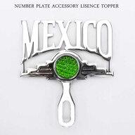 ライセンストッパー MEXICO グリーンドット カスタムパーツ ライセンストップ ナンバープレートアクセサ…