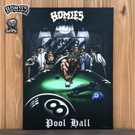 アートパネル キャンバス 壁掛け DGA HOMIES Pool Hall ブラック ファブリックパネル ホーミーズ プールホール チカーノ Lowrider ローライダー ビリヤード 8ボール エイトボール ビリヤード場 インテリア