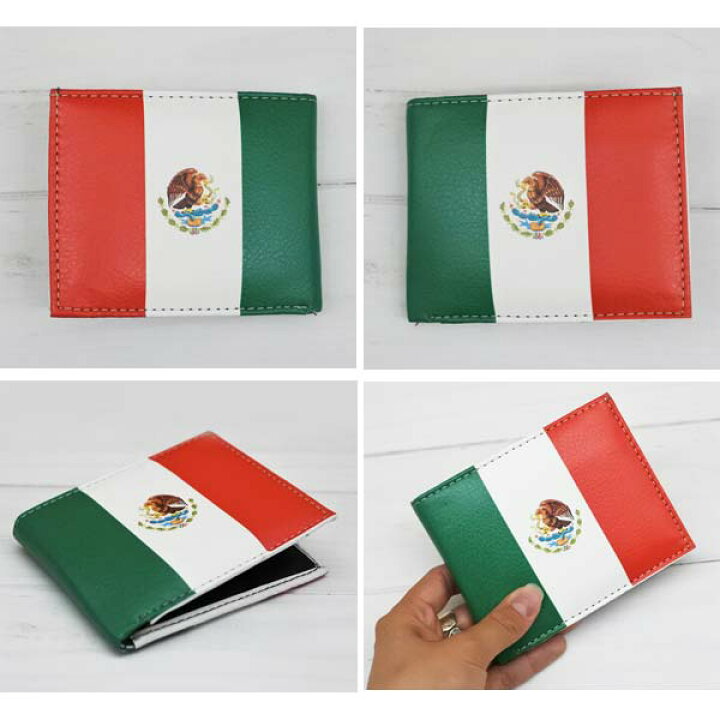 楽天市場】2つ折り財布 メキシコ 国旗 国章 財布 フェイクレザー 