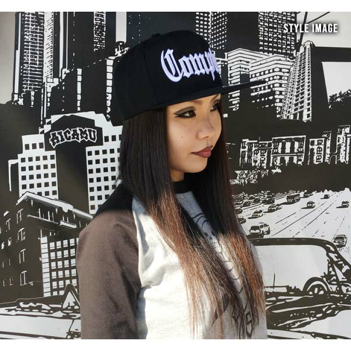 楽天市場 キャップ メンズ レディース 05 Compton ロゴ 刺繍 帽子 全4色 黒 白 グレー スナップバック コンプトン 大人 サイズ ベースボールキャップ ストリート カリフォルニア ローライダー Lowrider ホットロッド アメリカ雑貨とミニカーのアイカム