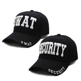 キャップ メンズ レディース #02 丸ツバ ブラック SWAT SECURITY 全2種類 刺繍 テープバック ベースボールキャップ 大人サイズ オシャレ 帽子 アメリカン アメリカ 雑貨