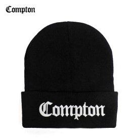 COMPTON ニットキャップ ニット帽 ビーニーキャップ 帽子 コンプトン カリフォルニア 刺繍 黒 Lowrider ローライダー