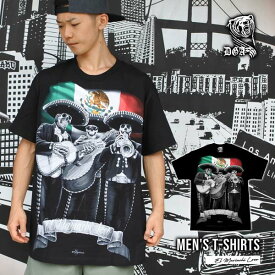 Tシャツ メンズ 半袖 DGA El Mariachi Loco ブラック メキシコ カラベラ 大きめ 大人 チカーノ チカーノファッション おしゃれ ローライダー lowrider 黒 トップス オーバーサイズ ストリート アメリカ 雑貨