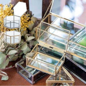 ガラスボックス おしゃれ ガラスケースセサリーケース コレクション ディスプレイケース 小物入れ 小物収納 インテリア フレームボックス ヘクスL