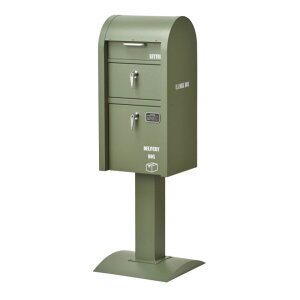 ポスト一体型 宅配ボックス 一戸建て用 置き配ボックス 小ぶり 組立 アンカー固定可能 ハンドルロック式 カギ付き ネコポス メルカリ 受け取りサイズ60 宅配BOX付スタンドポスト(U.S.)