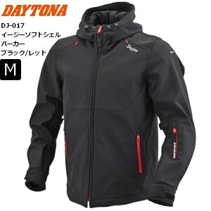 ブラックレッド/Mサイズ 送料無料 デイトナ/Daytona DJ-017 イージーソフトシェルパーカー 48628 バイク用 ジャケット 春秋冬 CE規格 ソフトプロテクター付属 防風