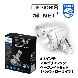 送料無料 フィリップス×テオゴニア H4 LEDヘッドライトバルブ 汎用 セット ルキフェル Lucifer 5800K 12V専用 ヘッドライトセット 4.5インチ マルチリフレクター ベーツライト バッファロータイプ 250TR エストレア エリミネーター お買い物マラソン 開催