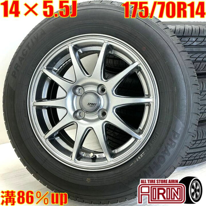楽天市場】【ﾏﾗｿﾝ限定 ﾎﾟｲﾝﾄ10倍】中古 175/70R14 タイヤホイール 4本 