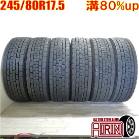 中古 245/80R17.5 133/131J DUNLOP SP680 夏冬タイヤ トラック用 6本セット4トン 増トン車 積載車 中型トラック ユニック 中古タイヤ 中古トラックタイヤ 17.5インチ