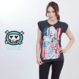 Rude ルード レディース Tシャツ 半袖 プリント Tシャツ Aggressive rlt-agg-151666