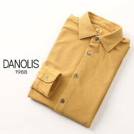 DANOLIS/ダノリス スペシャルウォッシュド加工 長袖 台衿付き 鹿の子 ポロシャツ ヨーク・イエロー 全4色 B3013367-785