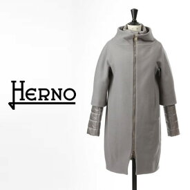 【楽天スーパーセール】HERNO / ヘルノ レディース ダウンジャケット ウールxダウン 切り替え コクーン 2WAYレイヤード ハイネック ダウンコート グレー ca0040d-9406