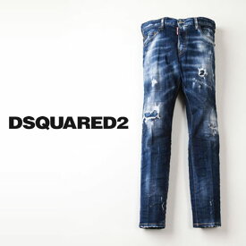 DSQUARED2 ディースクエアード メンズ SKATER JEAN ホワイトペイント加工 ダメージ＆リペア デニムパンツ スリム テーパード ストレッチ s74lb0764-470