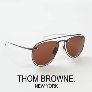 �y�����A���f�����ׁI�z�g���u���E�� �A�r�G�[�^�[�T���O���X THOM BROWNE.NEW YORK [TBS113 59-03 Navy Enamel]12K Gold Metal Aviator Sunglasses Dark Brown Lens