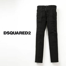 DSQUARED2 ディースクエアード ジーンズ メンズ SKATER JEAN ハードダメージ＆リペア ストレッチ ジーンズ ブラックデニムパンツ Overdye & Destroy Wash Skater Jeans s74lb0861-900
