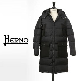 HERNO / ヘルノ ダウン メンズ ナイロンシャモニーxダイアゴナルスキューバ 替えデザイン フード付き ダウンコート ダウンジャケット POLAR-TECH pi000893u-9389 ブラック