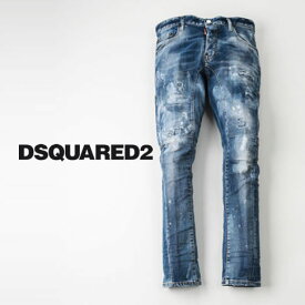 ディースクエアード DSQUARED2 TIDY BIKER JEAN ダメージ＆リペア加工 スリムテーパードデニムパンツ LIGHT CLOUDY WASH TIDY BIKER JEANS S74LB1179