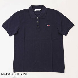 MAISON KITSUNE メゾンキツネ 鹿の子 半袖 ポロシャツ TRICOLOR PATCH POLO ネイビー am00200kj7002-nv