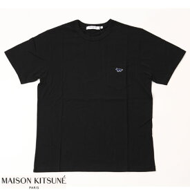 MAISON KITSUNE メゾンキツネ 半袖 Tシャツ TEE SHIRT ネイビーフォックス パッチ クラシック ポケット Tシャツ ブラック hm00136kj0008-bk