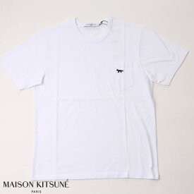MAISON KITSUNE メゾンキツネ 半袖 Tシャツ TEE SHIRT ネイビーフォックス パッチ クラシック ポケット Tシャツ ホワイト hm00136kj0008-wh