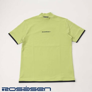 【送料無料!】ROSASEN(ロサーセン)メンズ ゴルフウェア ハイネック ROSAENロゴ刺繍x蜃気楼プリント 吸水速乾 テクニスタ鹿の子 半袖シャツ モックネック グリーン 044-21241-023