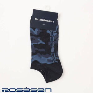 【3,000円以上ご注文で送料無料!】ROSASEN(ロサーセン)メンズ ゴルフソックス デザートカモフラ柄xROSASENロゴ入り アンクル丈ソックス ネイビー 046-41232-098
