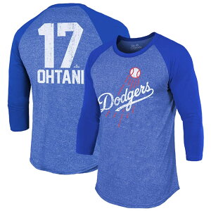 ��J�ĕ����f�� �C�O��� ���O����T�V���c TRI-BLEND THREE-QUARTER RAGLAN SLEEVE T-SHIRT ROYAL BLUE ���T���[���X �h�W���[�X MAJESTIC THREADS LOS ANGELES DODGERS 24_1_