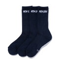 ニューエラ 靴下 SOCKS CREW 3PAIRS NAVY NEW ERA ソックス ネイビー 3ペア for3000 25_10RE
