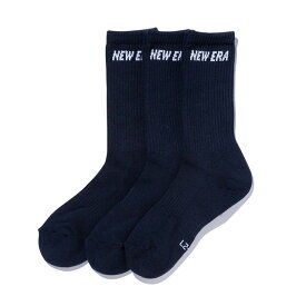 ニューエラ 靴下【SOCKS CREW 3PAIRS/NAVY】 NEW ERA ソックス ネイビー [for3000 22_11 紺 ]