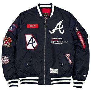 CO j[G WPbg Ag^ u[uX ALPHA INDUSTRIES MA-1 FULL-ZIP BOMBER JACKET NAVY NEW ERA ATLANTA BRAVES lCr[ At@C_Xg[