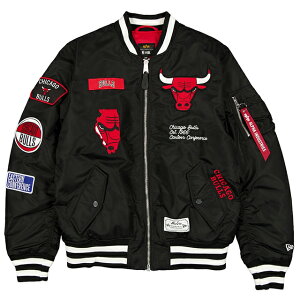 CO j[G WPbg VJS uY ALPHA INDUSTRIES MA-1 FULL-ZIP BOMBER JACKET BLACK NEW ERA CHICAGO BULLS ubN At@C_Xg[