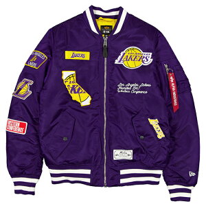 CO j[G WPbg T[X CJ[Y ALPHA INDUSTRIES MA-1 FULL-ZIP BOMBER JACKET PURPLE NEW ERA LOS ANGELES LAKERS p[v At@C_Xg[
