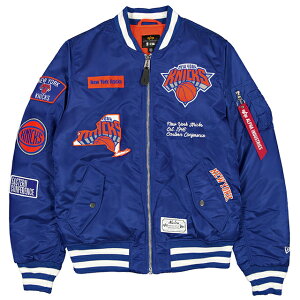 CO j[G WPbg j[[N jbNX ALPHA INDUSTRIES MA-1 FULL-ZIP BOMBER JACKET ROYAL BLUE NEW ERA NEW YORK KNICKS Cu[ At@C_Xg[