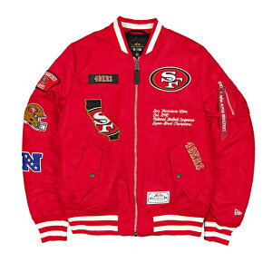 CO j[G WPbg TtVXR 49ERS ALPHA INDUSTRIES MA-1 FULL-ZIP BOMBER JACKET SCARLET NEW ERA SAN FRANCISCO 49ERS bh At@C_Xg[