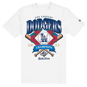 �C�O��� �j���[�G�� T�V���c ���T���[���X �h�W���[�X �x�� �h�[�j�� 2025 WORLD SERIES CHAMPIONS ROSES T-SHIRT WHITE LOS ANGELES DODGERS Bella Do?a