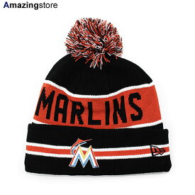 ニューエラ ニット ビーニー マイアミ マーリンズ 【MLB THE-COACH POM KNIT BEANIE CAP/BLACK-ORANGE】 NEW ERA MIAMI MARLINS 帽子 ニットキャップ ブラック オレンジ [23_1_5NE 23_2 DEAD+STOCK]