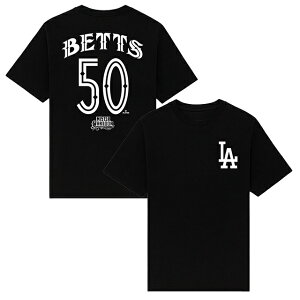 [L[ xbcf TVc CO T[X hW[X MISTER CARTOON NAME&NUMBER T-SHIRT BLACK LOS ANGELES DODGERS MOOKIE BETTS ~X^[J[gD[