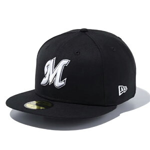 �j���[�G�� �L���b�v 59FIFTY ��t���b�e �}���[���Y NPB FITTED CAP BLACK-WHITE NEW ERA CHIBA LOTTE MARINES �X�q �����Y ���f�B�[�X �j�����p �u���b�N