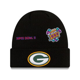 【男女兼用】ニューエラ ニット ビーニー グリーンベイ パッカーズ 【NFL SUPER BOWL CHAMPIONS CUFFED KNIT BEANIE/BLACK】 NEW ERA GREEN BAY PACKERS ブラック [/BLK 21_10_4NE]