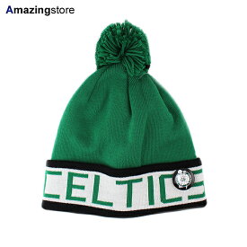 缶バッチ付！ミッチェル＆ネス ニット ビーニー ボストン セルティックス 【NBA THE-BUTTON POM KNIT BEANIE CAP/GREEN】 MITCHELL&NESS BOSTON CELTICS [22_2DEAD+STOCK グリーン デッドストック]