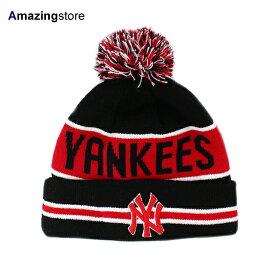 ニューエラ ニット ビーニー ニューヨーク ヤンキース 【MLB THE-COACH POM KNIT BEANIE CAP/BLACK-SCARLET】 NEW ERA NEW YORK YANKEES ブラック スカーレット レッド RED 帽子 ニットキャップ [22_1DEAD+STOCK]