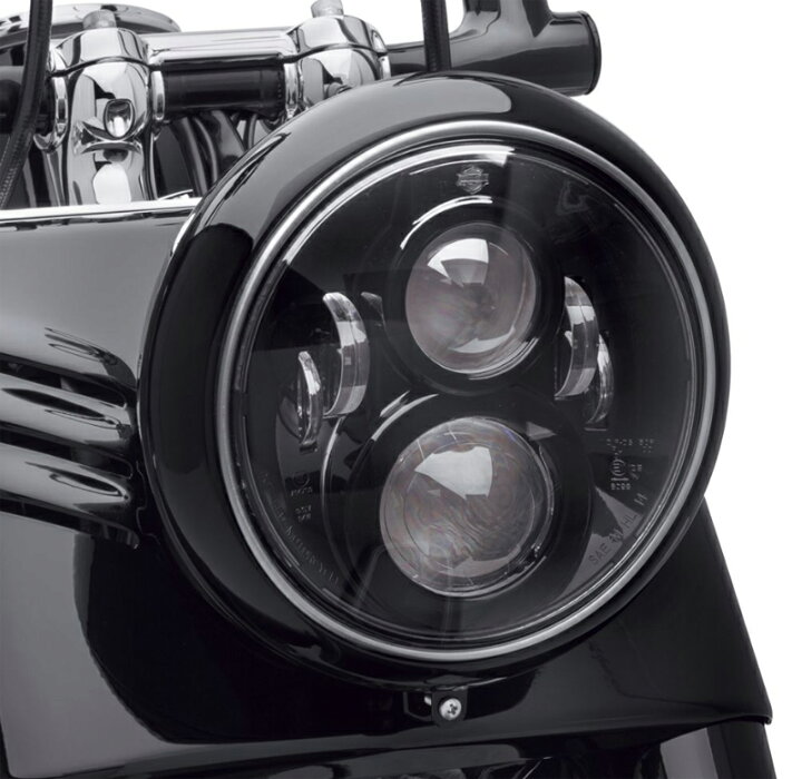 楽天市場 7インチ デーメーカー プロジェクターledヘッドランプ ブラック 12 16年fld 94 13年ツーリング 94年以降flソフテイルでナセルキット 装着車 ハーレー純正パーツ アンバーピース