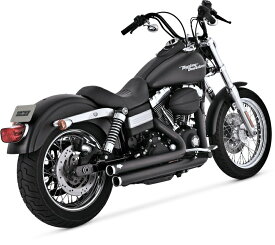 【18002605】 VANCE＆HINES ビッグショット スタッガード ブラック：2006〜17年ダイナモデルに適合 (但しFLDは除く)