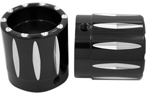 RIVAL フロントアクスルナットカバー:2000〜07年ツーリング、2004〜07年ダイナ /ブラック