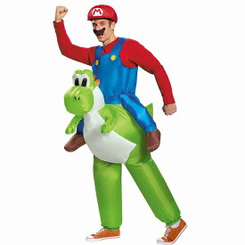 マリオ　衣装、コスチューム　大人男性用　ヨッシー　コスプレ　スーパーマリオ　MARIO RIDING YOSHI