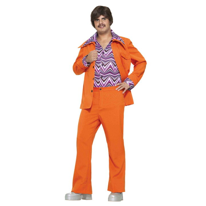 楽天市場 ディスコ 70年代 スーツ オレンジ コスチューム 大人男性用 70 Orange Leisure Suit コスプレ アメリカンコスチューム楽天市場店