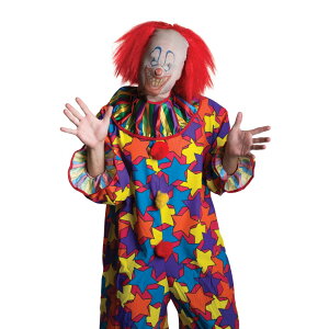 IW ~fBA EBbOA lp SCARY CLOWN MASK W/WIG RXv