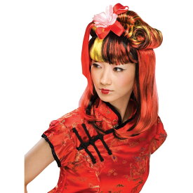 レッド、ブラック　ミディアム　ウィッグ、かつら　大人用　DRAGON LADY WIG- RED　コスプレ