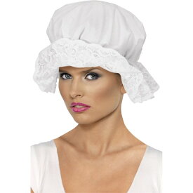 帽子　白　モップ風　大人女性用　Mop Cap　コスプレ