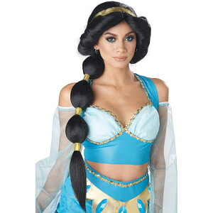 ジャスミン風 ウィッグ、かつら 大人用 ブラック ロング アラジン風 コスプレ ディズニー風